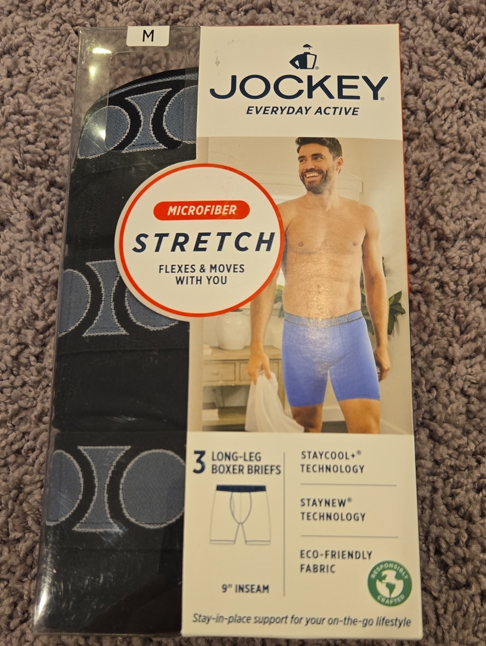Jockey Men's Black Boxer Briefs with Light Blue Accents